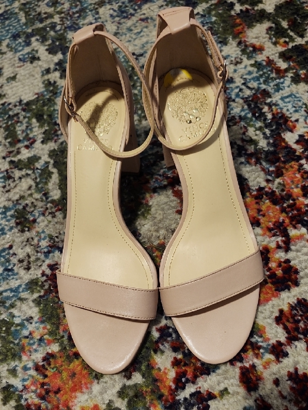 Vince Camuto - Women's Ankle Strap Block Heel Sandals in Nude/Light Pink - Size9